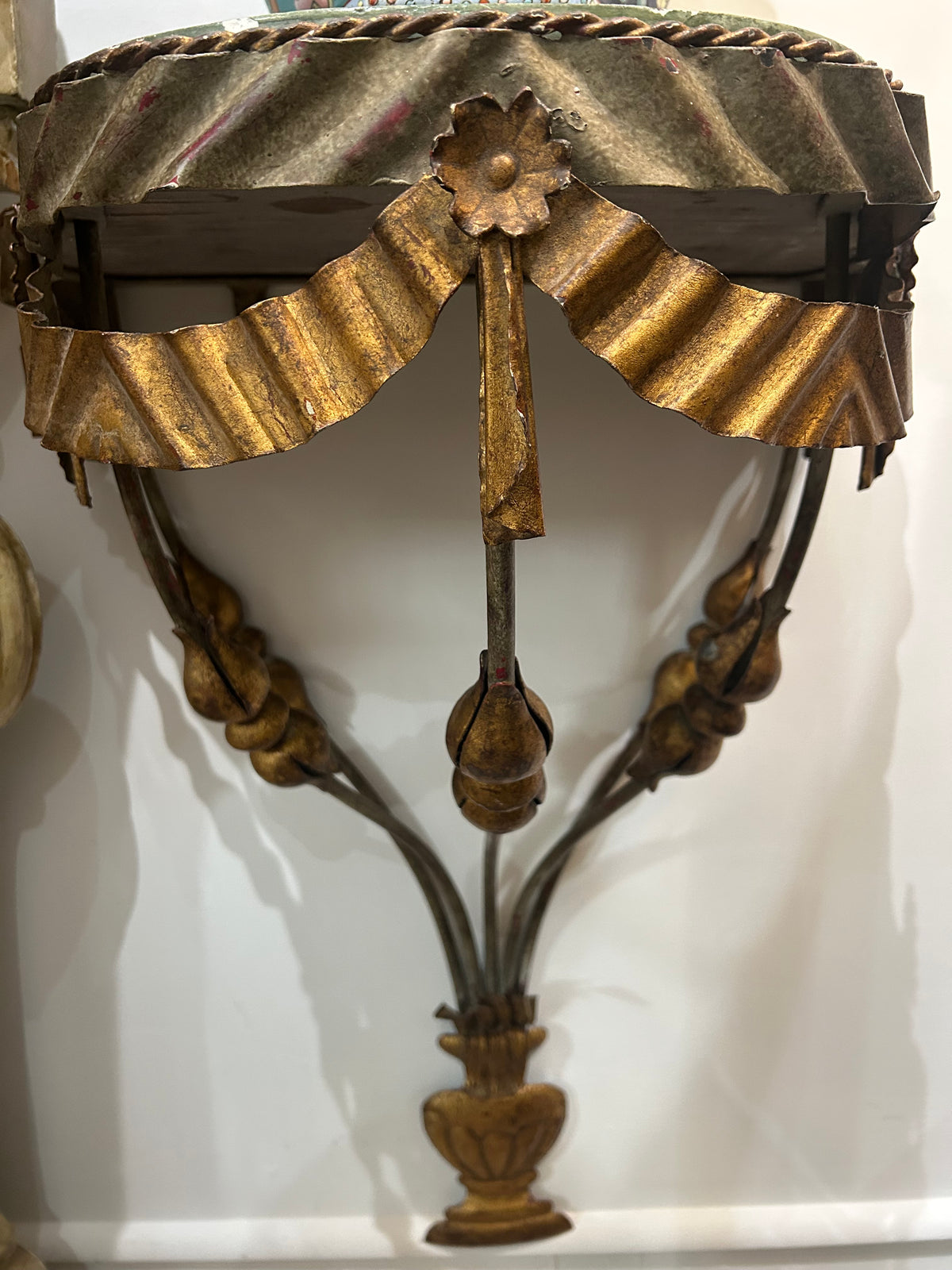 Pair of Large Vintage Gilt-Tole Wall Consoles