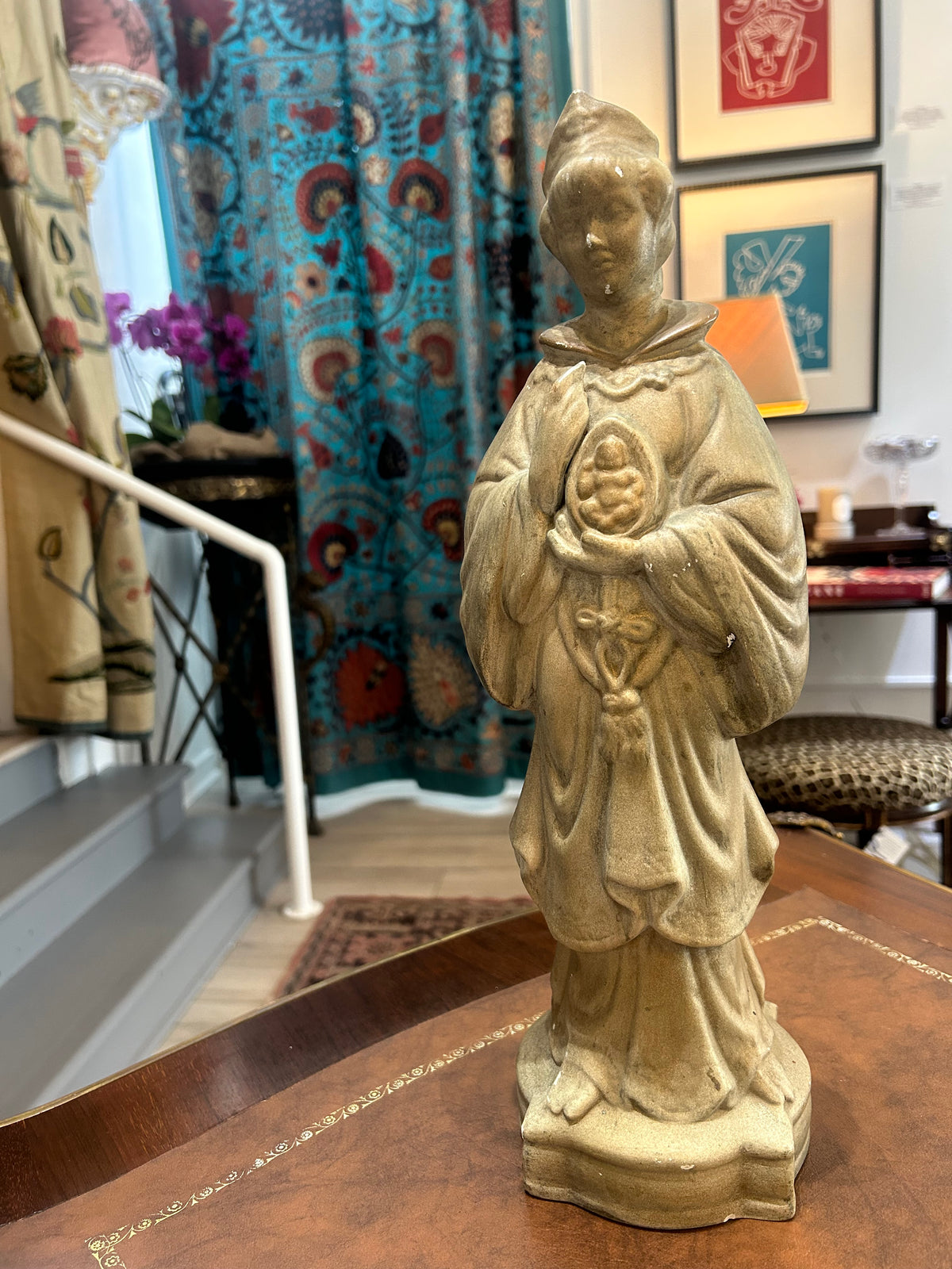 Vintage Signed Studio-Pottery Chinese Court Figure