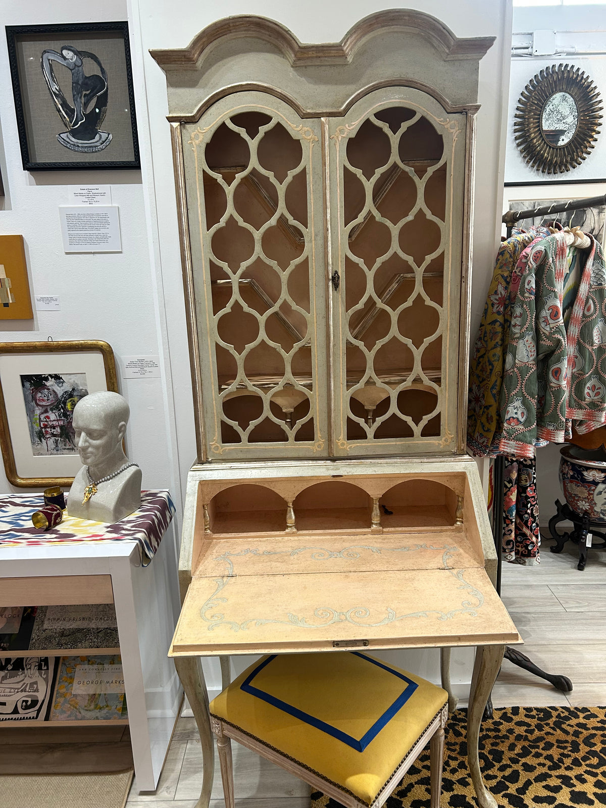 ITALIAN PAINTED BUREAU BOOKCASE