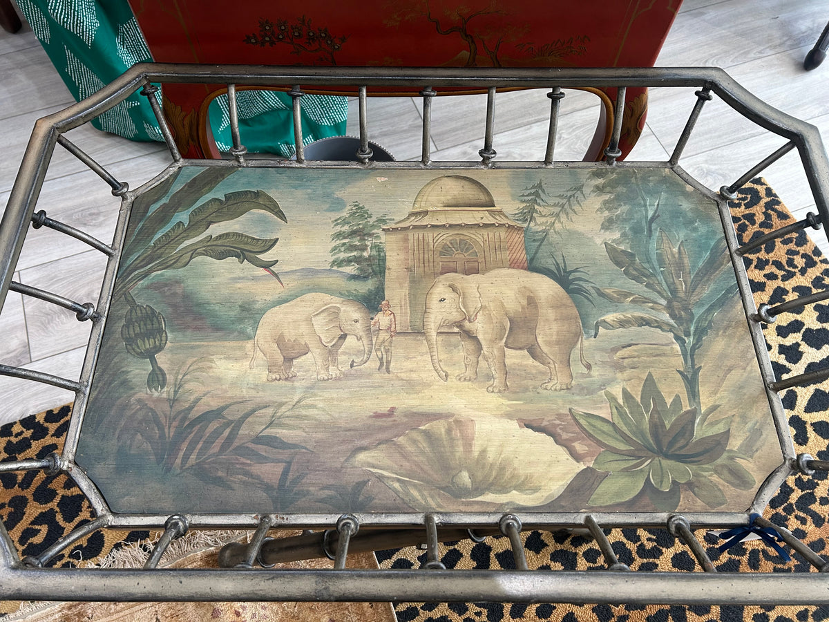 Maitland Smith Wood and Metal Tray Table