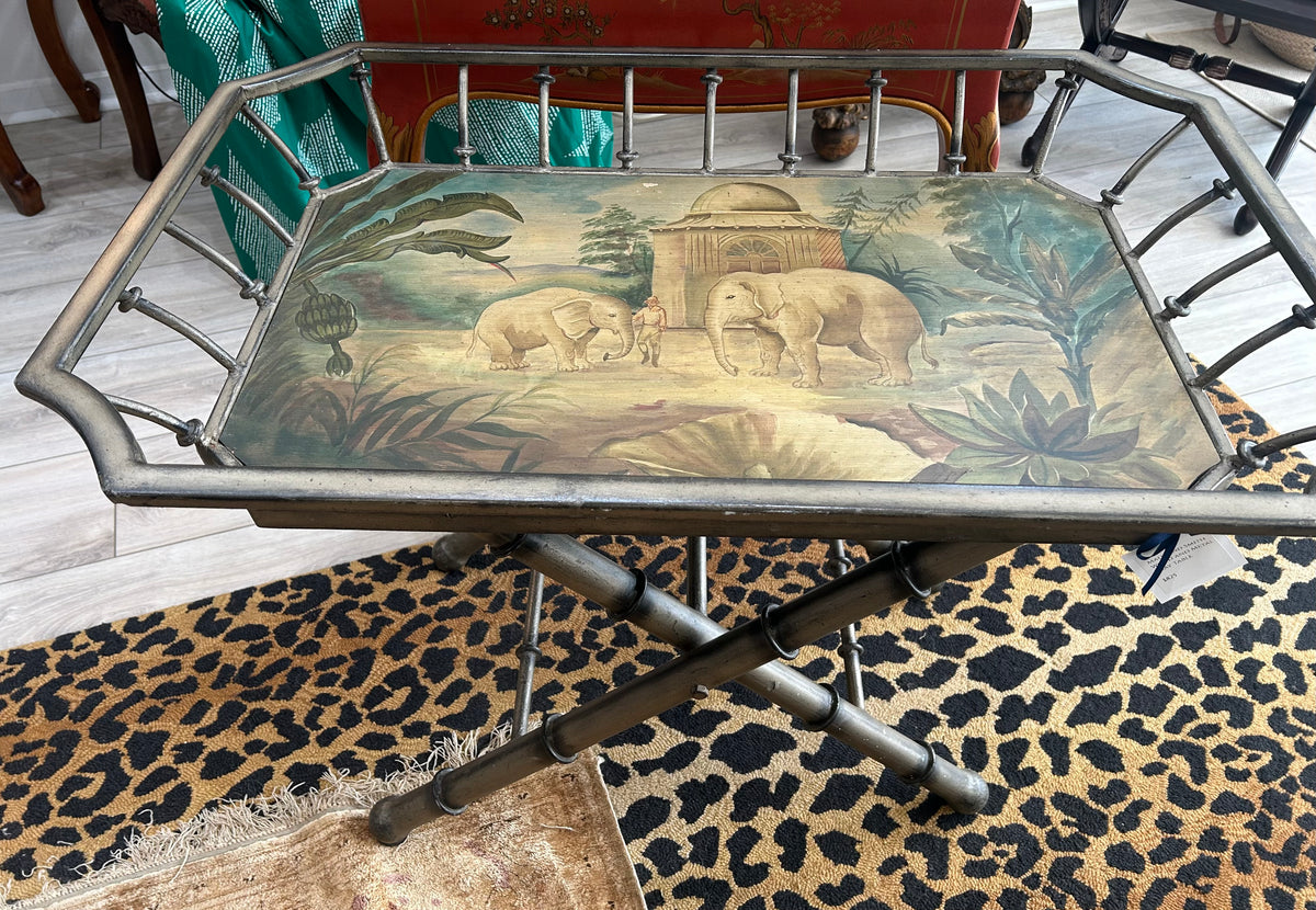Maitland Smith Wood and Metal Tray Table