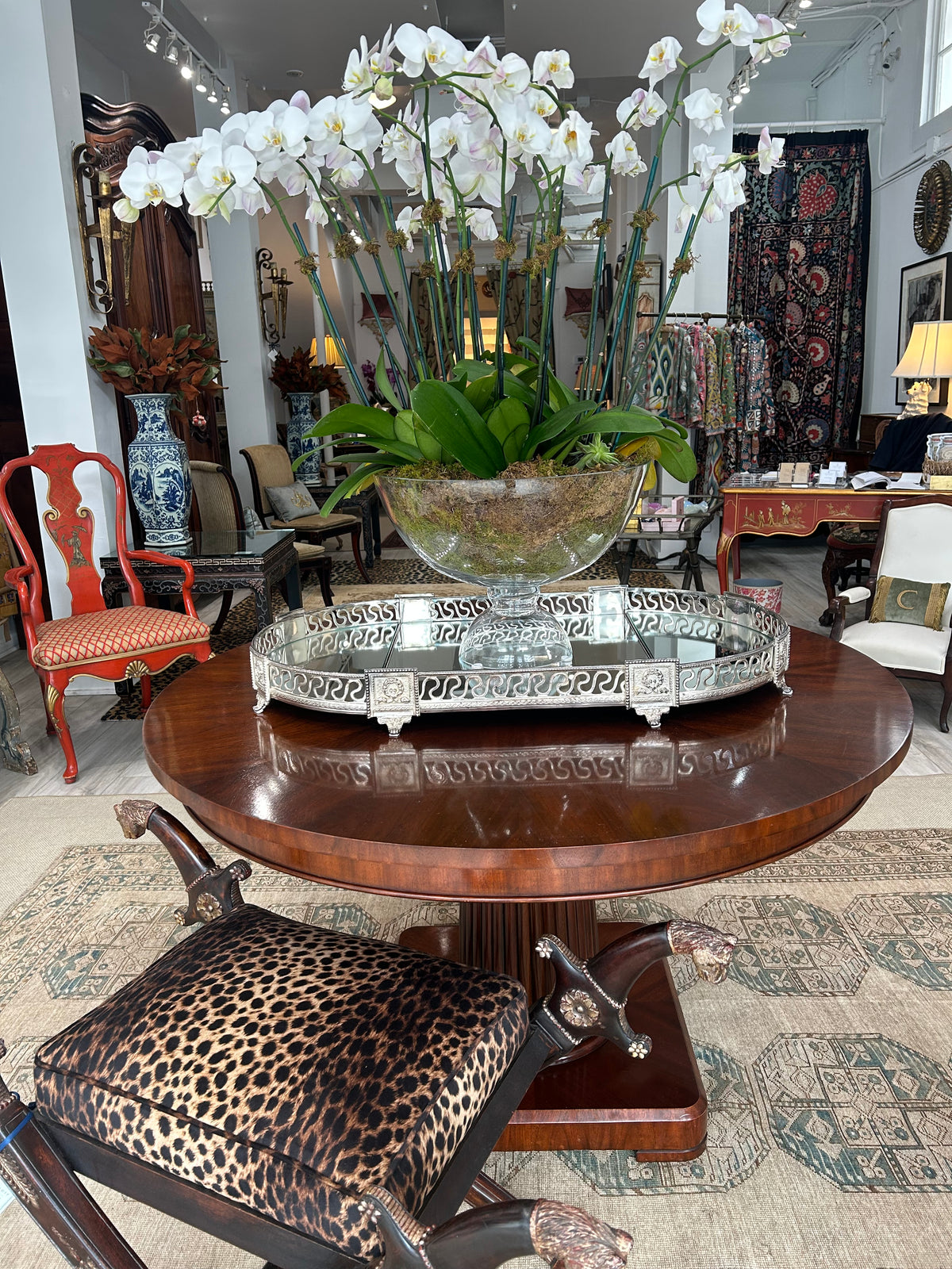 Louis XVI–Style Silver-Plated Mirrored Plateau