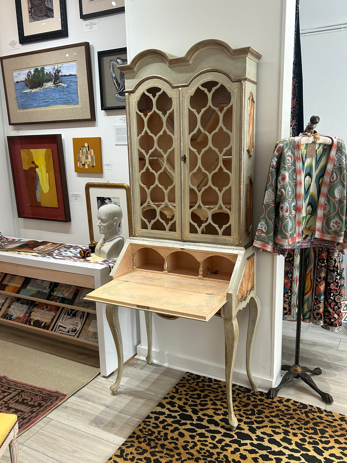 ITALIAN PAINTED BUREAU BOOKCASE