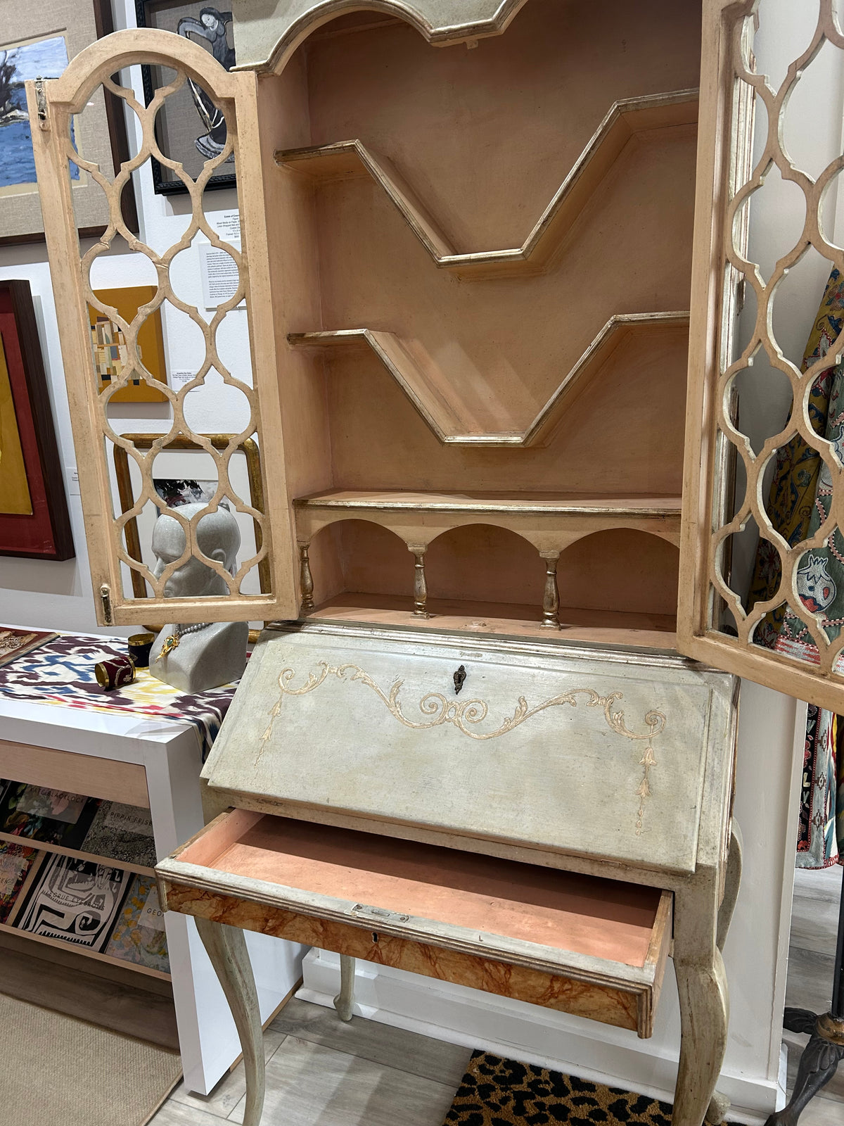 ITALIAN PAINTED BUREAU BOOKCASE