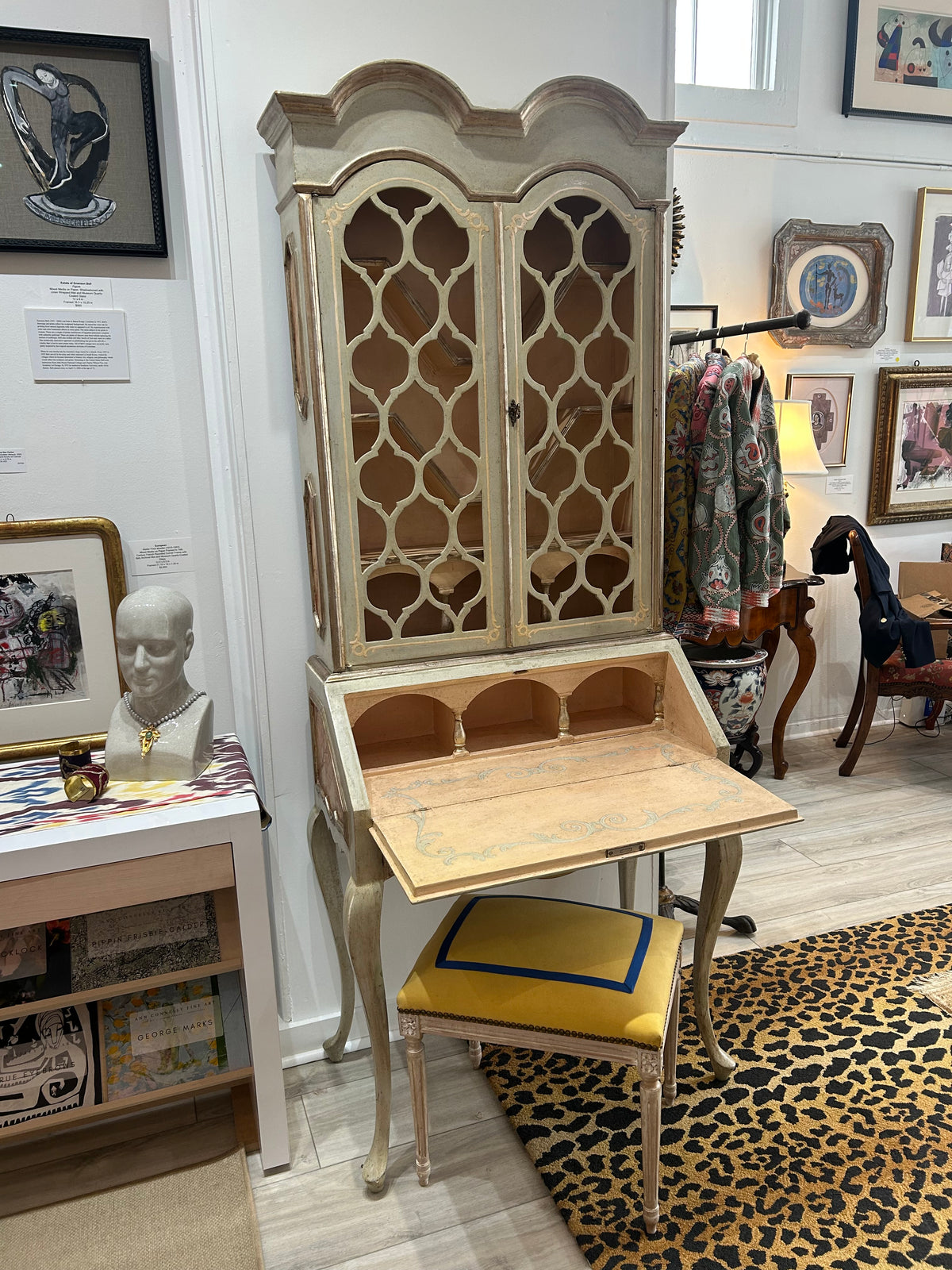 ITALIAN PAINTED BUREAU BOOKCASE