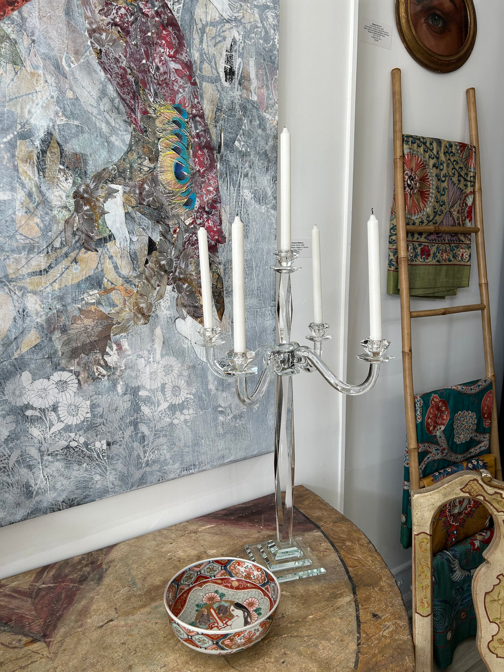 Pair of Crystal Five-Light Candelabra