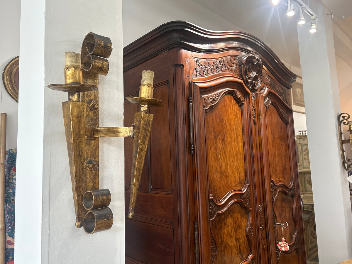 Pair of French Gothic Revival 2 Arm Sconces.