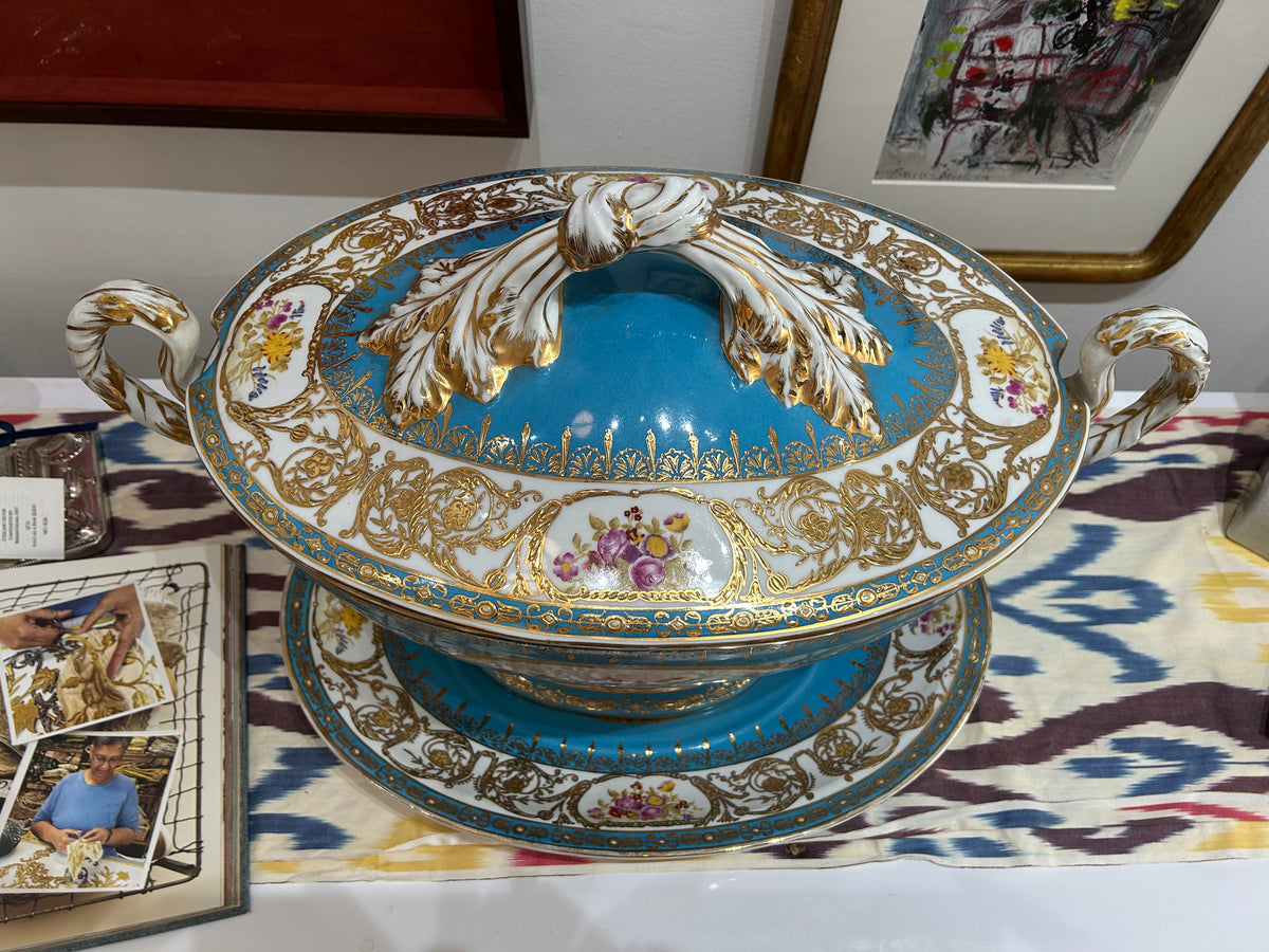 Monumental Dresden Porcelain Covered Tureen & Underplate