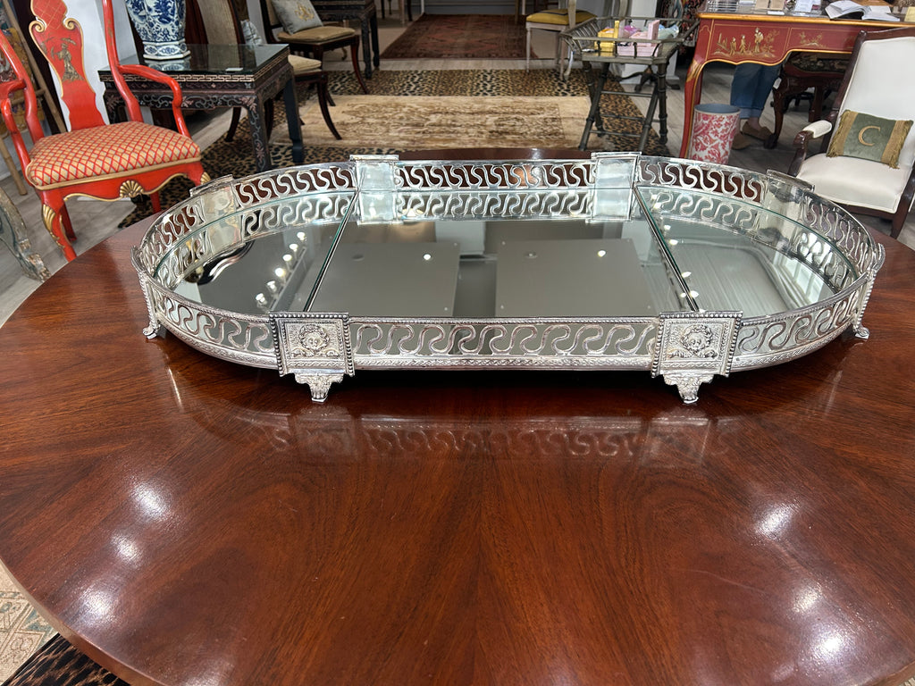 Louis XVI–Style Silver-Plated Mirrored Plateau