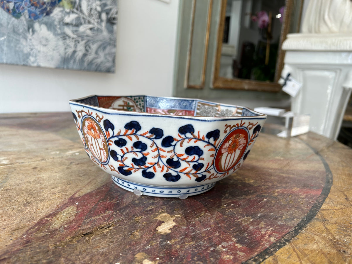Antique Japanese Imari Octagonal Porcelain Bowl (7.5”)