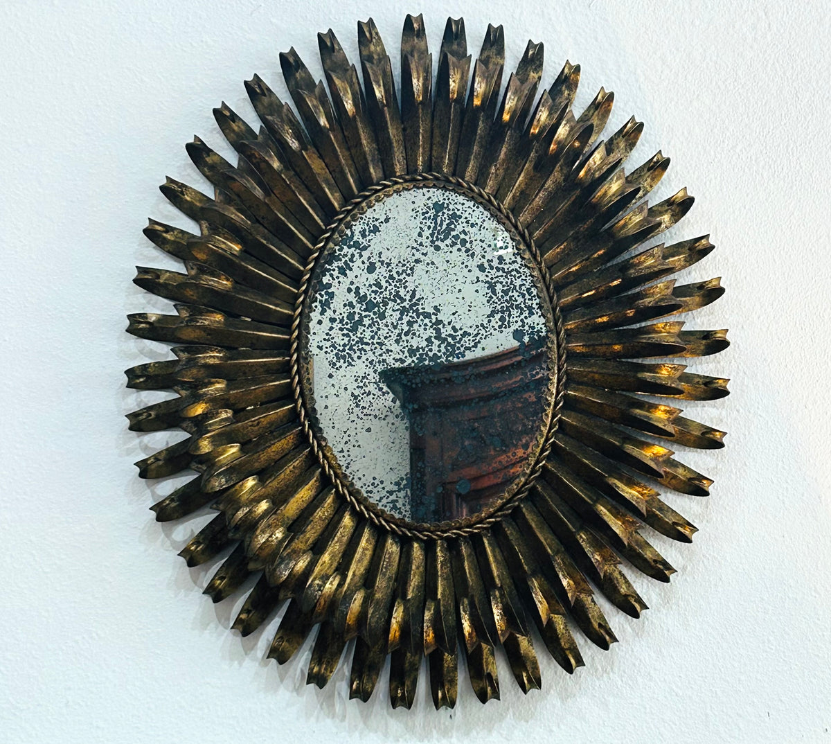 Italian Gilt Metal Eyelash Sunburst Mirror