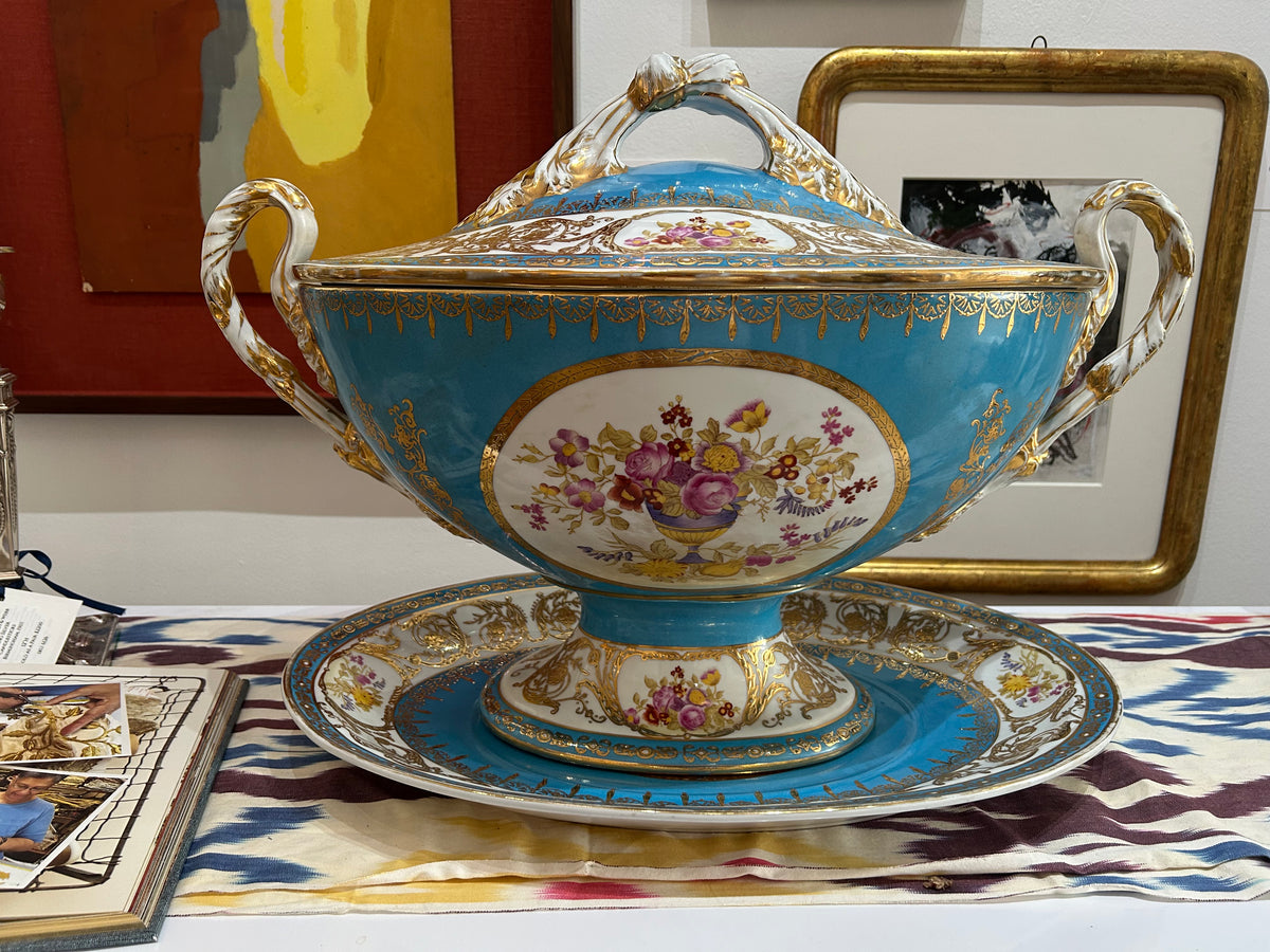 Monumental Dresden Porcelain Covered Tureen & Underplate