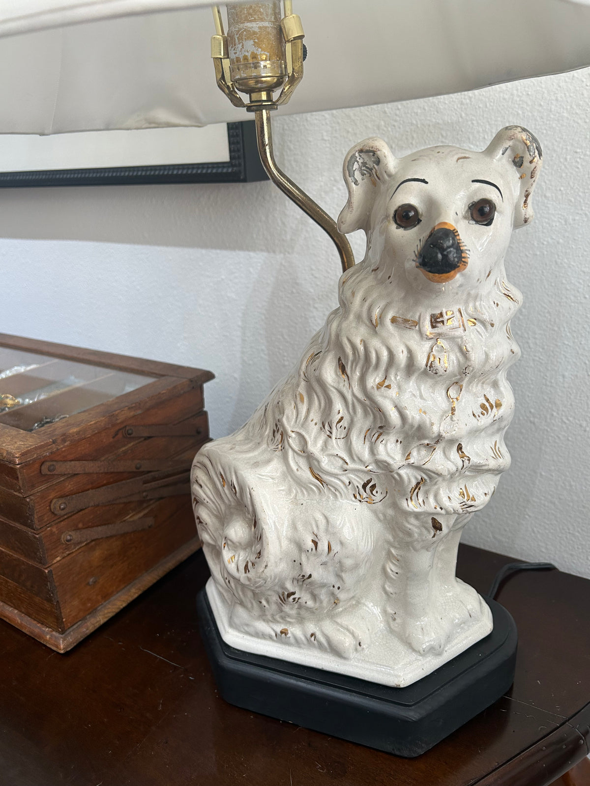 ANTIQUE STAFFORDSHIRE-STYLE DOG LAMP