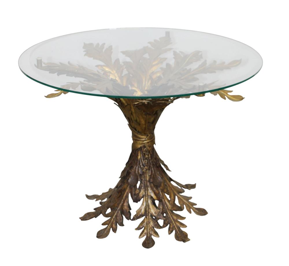 Italian Hollywood Regency Style Side Table In Gilt Metal