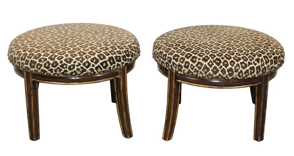 Pair Of Regency Style Painted Round Footstools