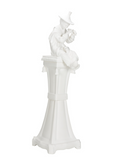 MONUMENTAL ITALIAN GLAZED TERRACOTTA CHINOISERIE FIGURE ON PEDESTAL