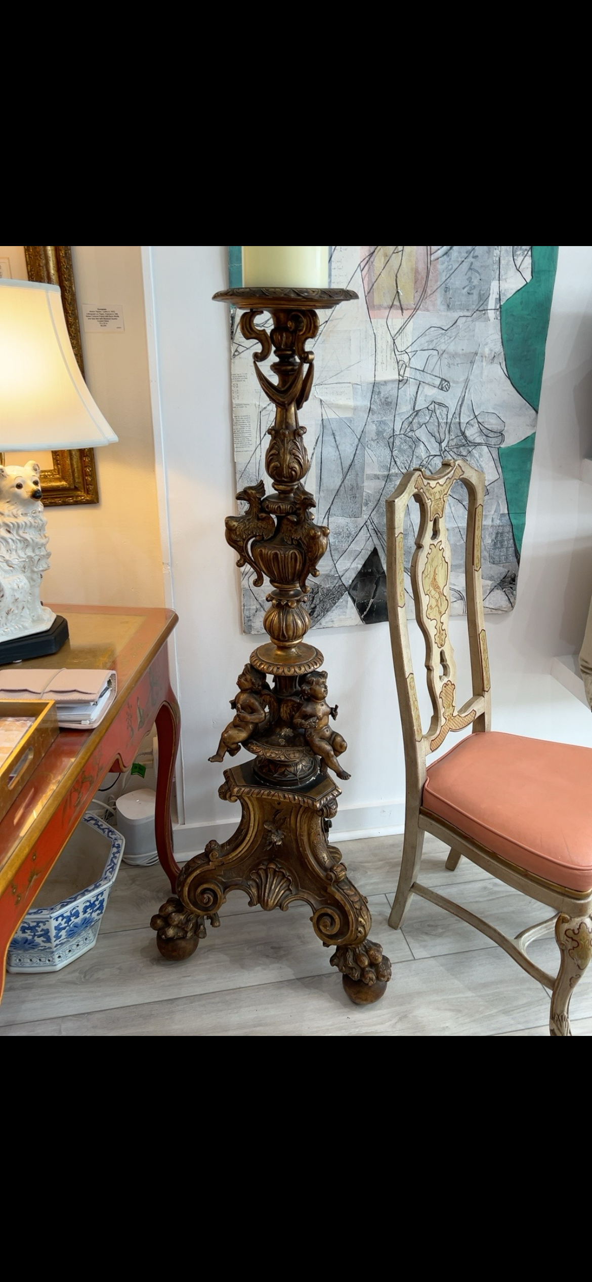19th-Century Italian Baroque Revival Carved Giltwood Torchère