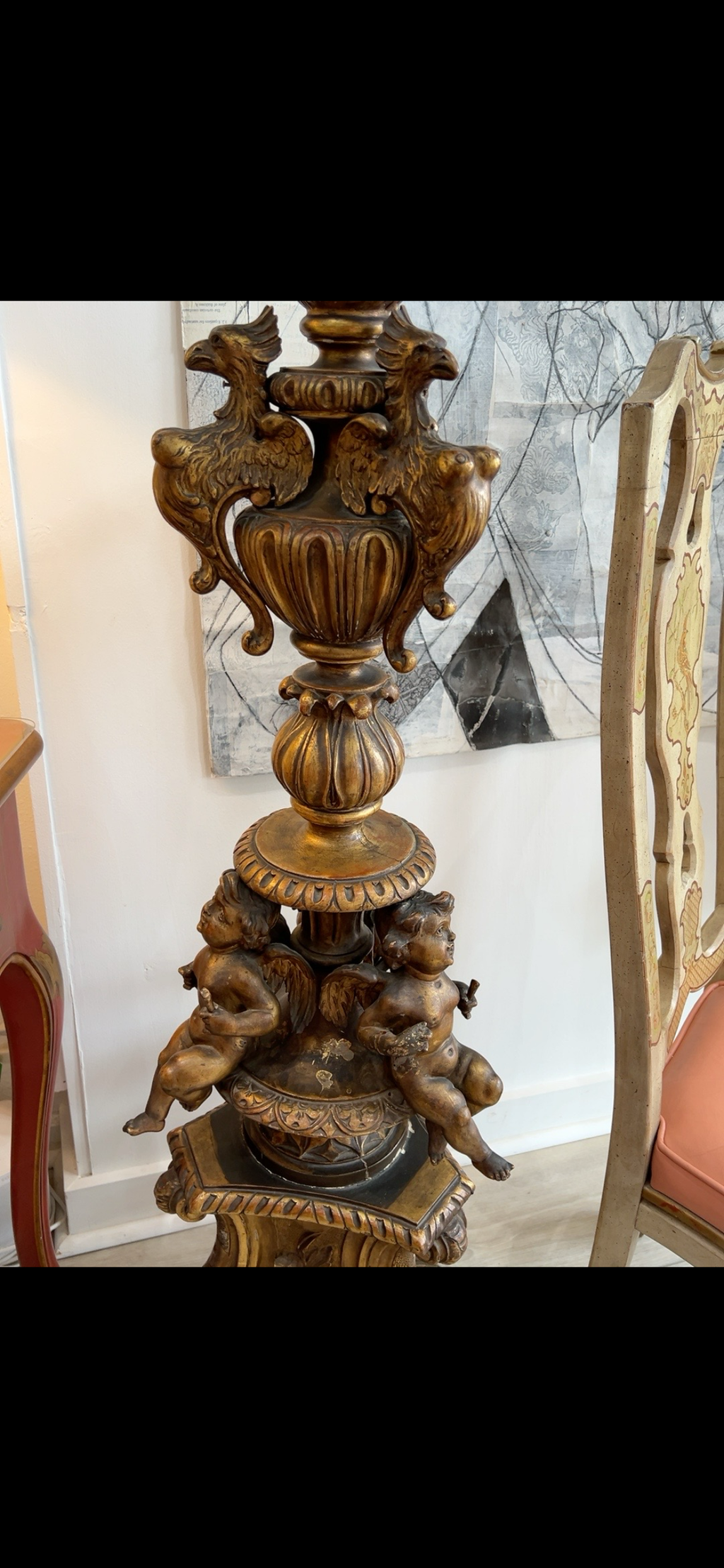 19th-Century Italian Baroque Revival Carved Giltwood Torchère