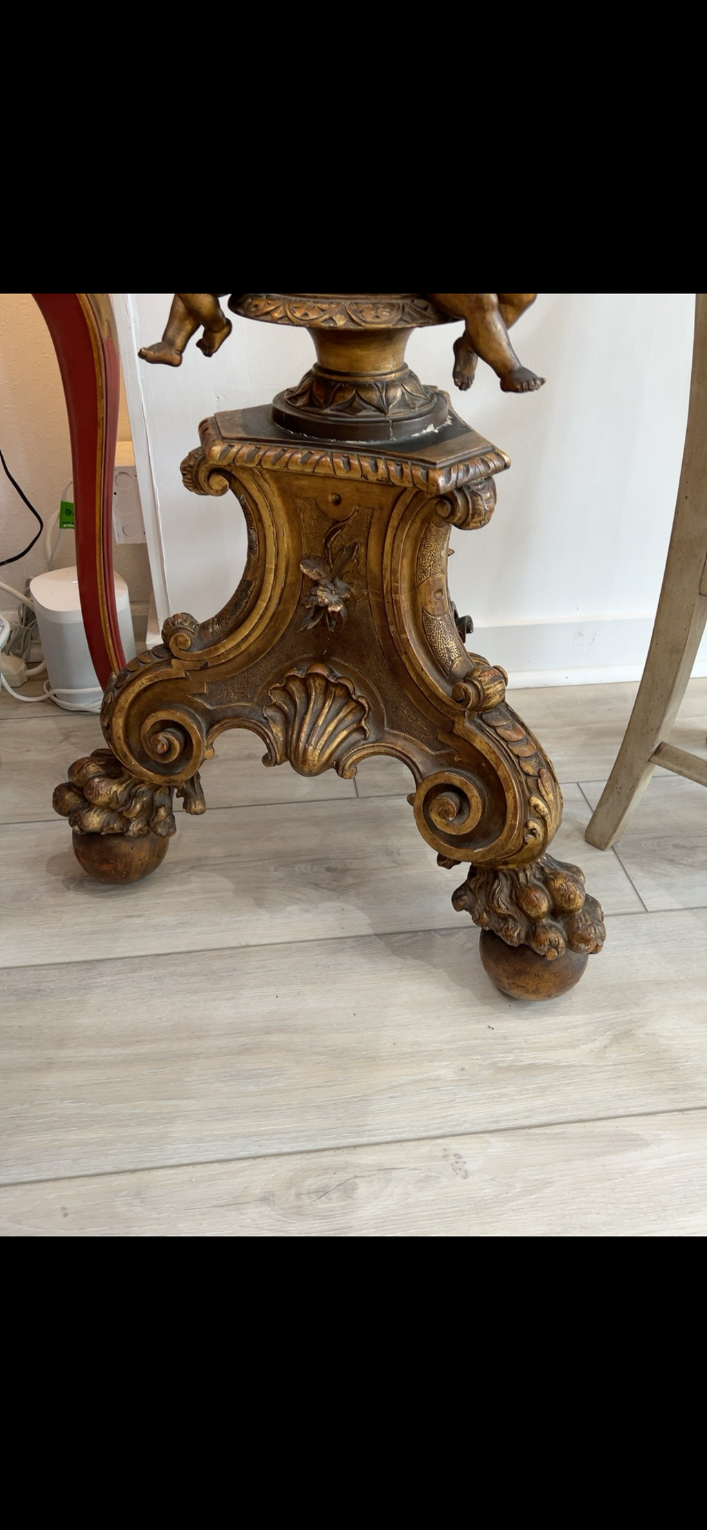 19th-Century Italian Baroque Revival Carved Giltwood Torchère