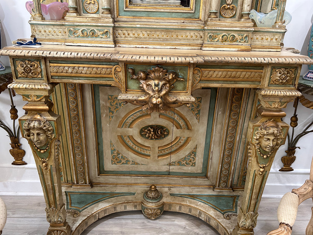 Exceptional Italian Renaissance Revival Polychrome & Parcel-Gilt Cabinet, 19th Century