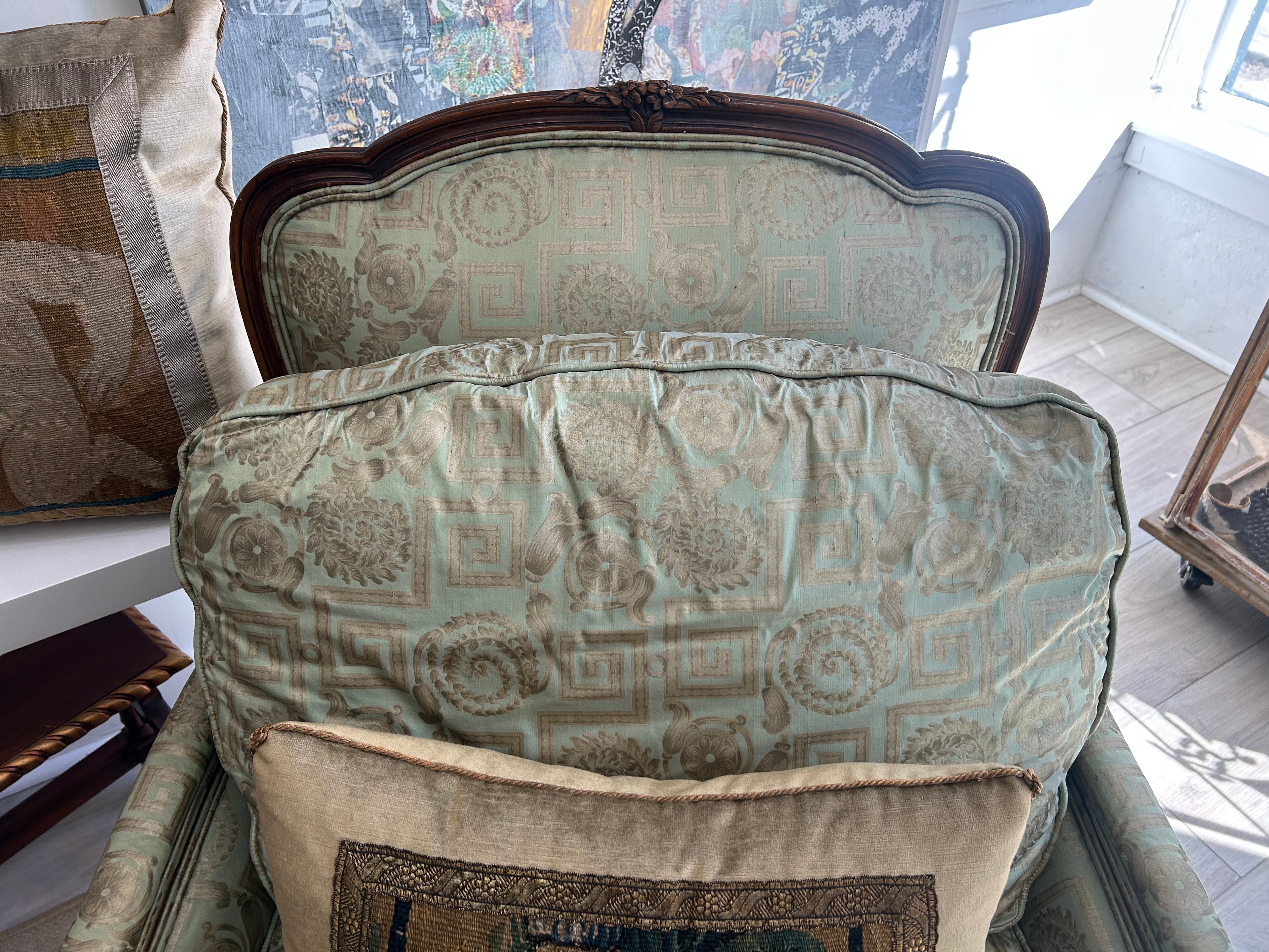 Vintage Louis XV–Style Carved Wood Bergère Chair