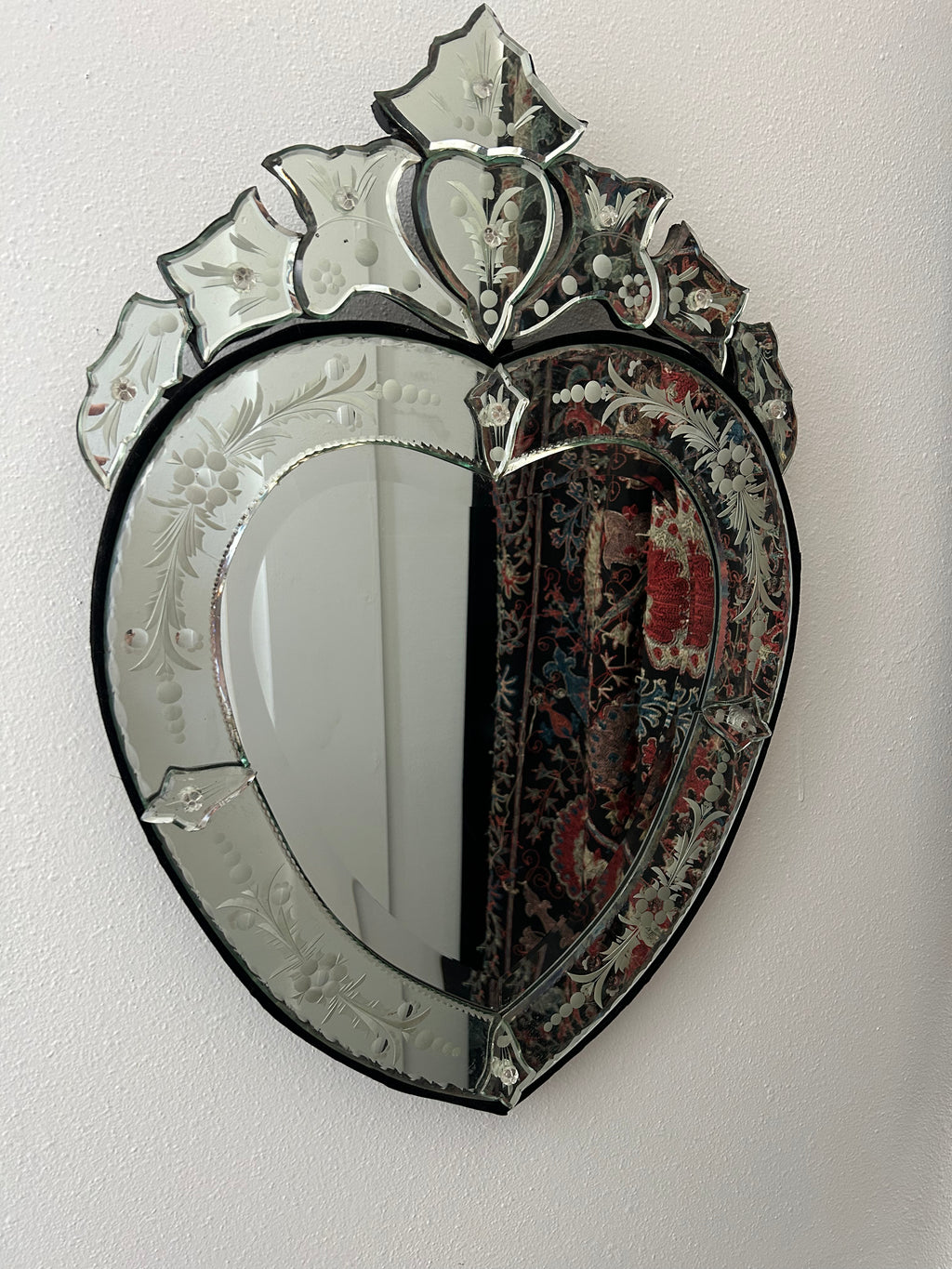 Vintage Venetian Heart Shaped Mirror