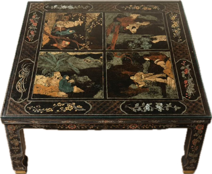 Pair of Early 20th Century Baker Chinoiserie Coromandel Side Tables
