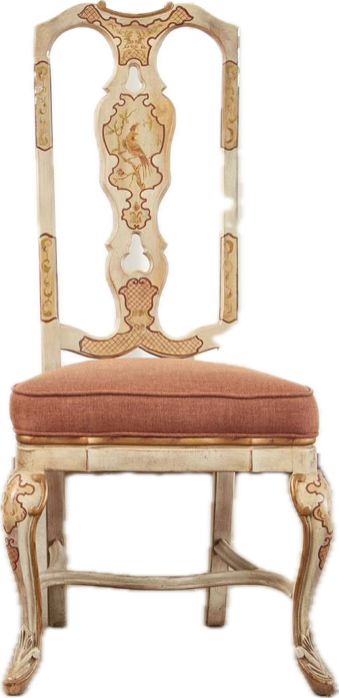 Set of Four Chinoiserie Queen Anne Style Dining Chairs